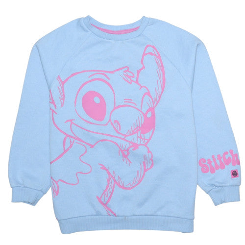 Disney Girls Blue Stitch Graphic Pullover Sweatshirt 11-12 Years