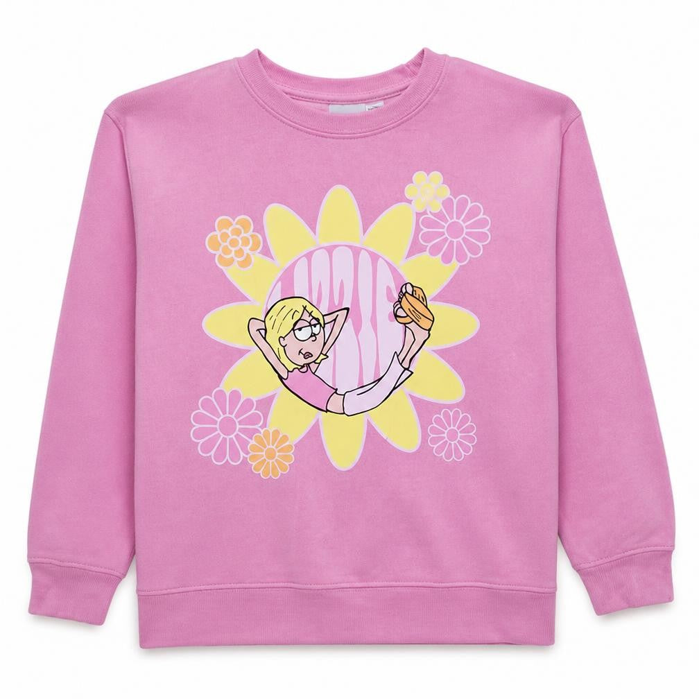 Front view of Disney Lizzie McGuire Pink Graphic Sweatshirt girls’ s pullover