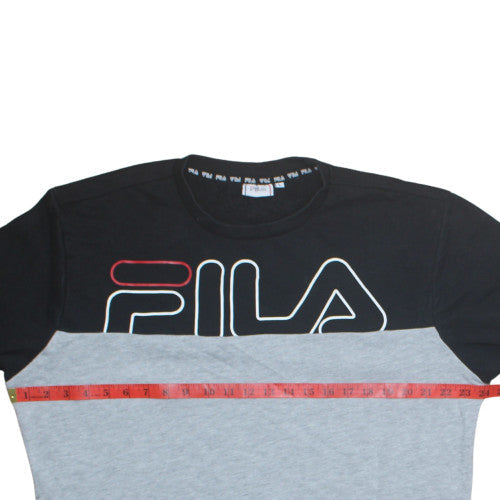 Fila Mens Black Grey Crew Neck Logo Sweatshirt Size L