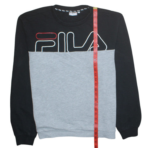 Fila Mens Black Grey Crew Neck Logo Sweatshirt Size L