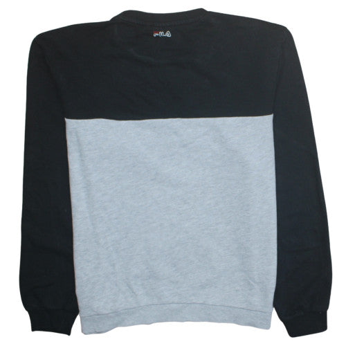 Fila Mens Black Grey Crew Neck Logo Sweatshirt Size L