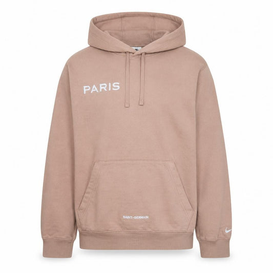 Front view of Nike Men's Beige Paris Pullover Hoodie L Graphic Fleece Sweatshirt