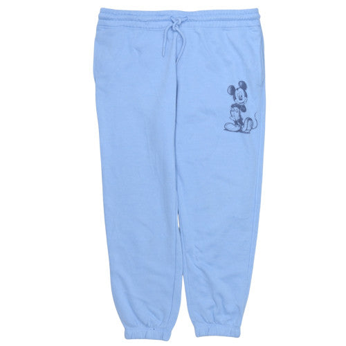 Disney Women Blue Fleece Sweatpants L Casual Mickey Mouse