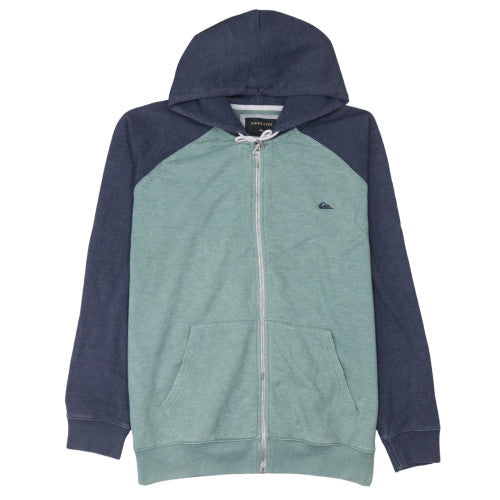 Quiksilver Men's Blue Full Zip Hoodie Size L Cotton Blend Fleece