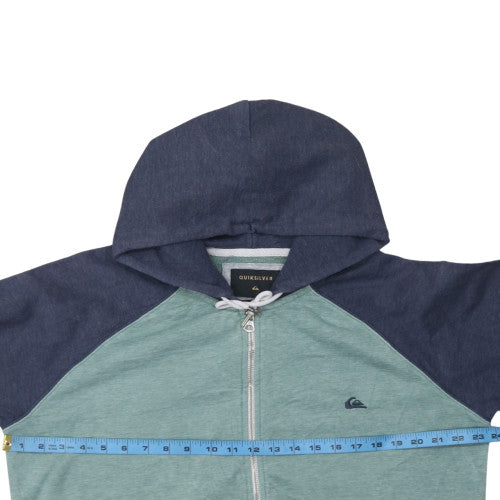 Quiksilver Men's Blue Full Zip Hoodie Size L Cotton Blend Fleece