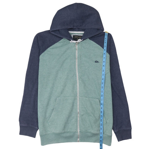 Quiksilver Men's Blue Full Zip Hoodie Size L Cotton Blend Fleece
