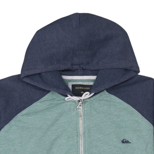 Quiksilver Men's Blue Full Zip Hoodie Size L Cotton Blend Fleece
