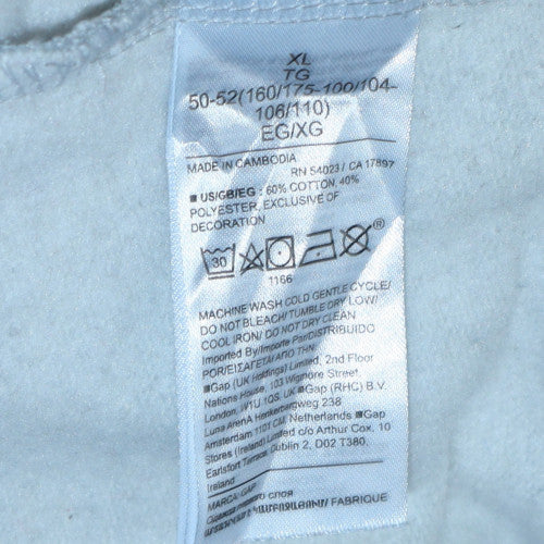 GAP Men's Grey XL Pullover Hoodie with Logo Print