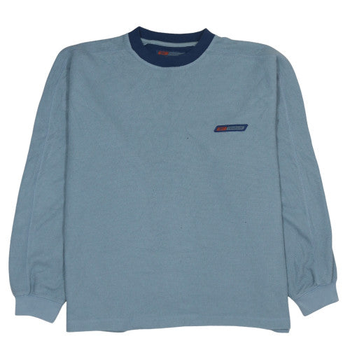 Reebok Men Blue Pullover Sweatshirt L Crew Neck Logo Sportswear
