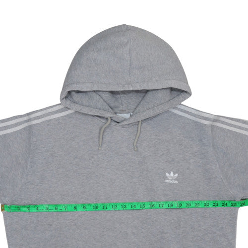 Adidas Mens Grey 2XL Pullover Hoodie with Logo and Drawstring