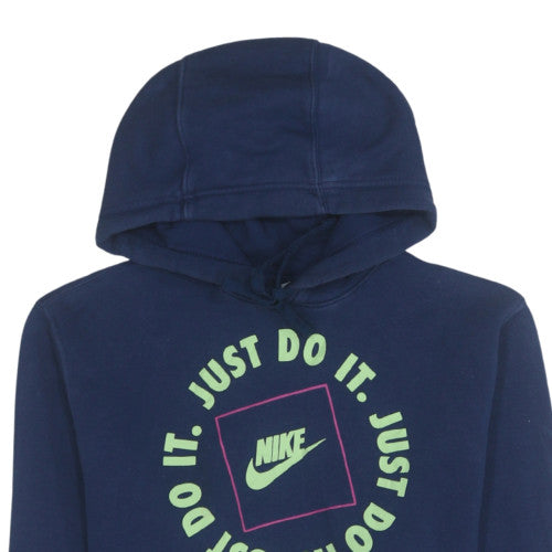 Nike Men's Blue XS Pullover Hoodie Just Do It Graphic Logo Sweatshirt