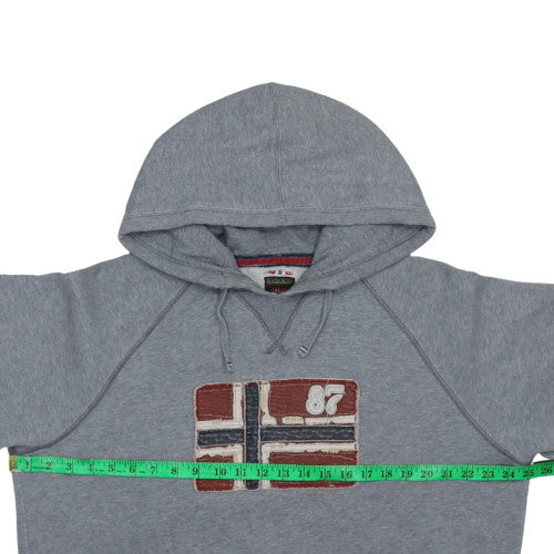 Napapijri Mens Grey XL Embroidered Flag Pullover Hoodie
