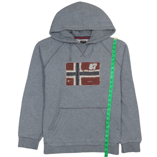 Napapijri Mens Grey XL Embroidered Flag Pullover Hoodie
