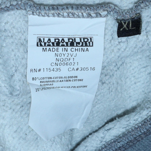 Napapijri Mens Grey XL Embroidered Flag Pullover Hoodie