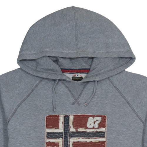 Napapijri Mens Grey XL Embroidered Flag Pullover Hoodie