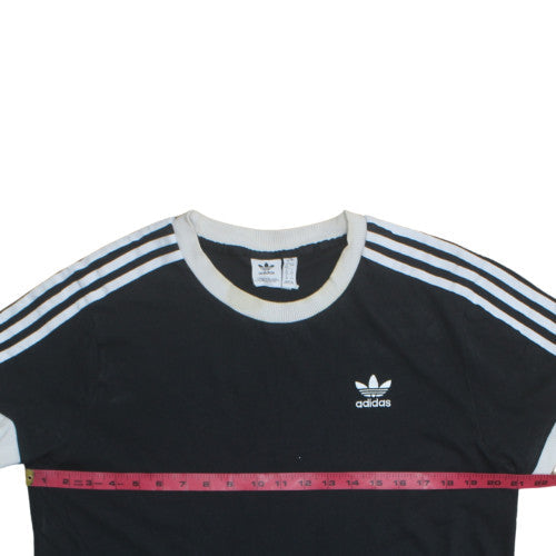 Adidas Women Black Size 12 Ringer T-Shirt Jersey Cotton Slim Fit