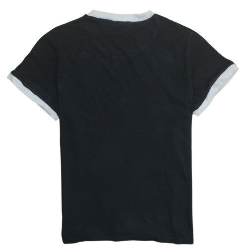 Adidas Women Black Size 12 Ringer T-Shirt Jersey Cotton Slim Fit