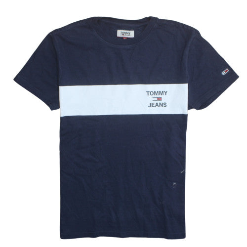 Tommy Jeans Men Blue Colourblock Cotton T-Shirt Size S