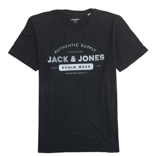 Jack & Jones Men's Black XL Crew Neck Graphic Print T-Shirt