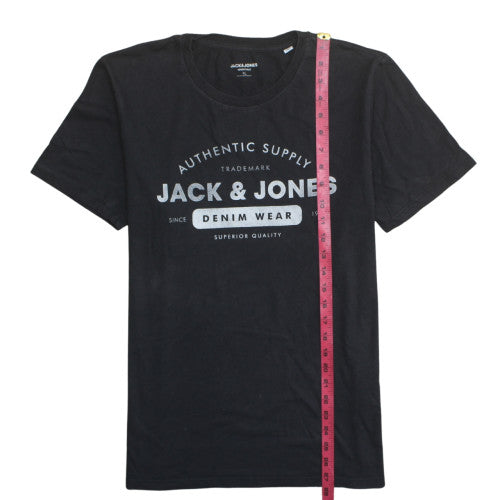 Jack & Jones Men's Black XL Crew Neck Graphic Print T-Shirt