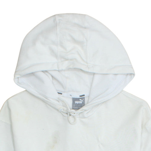 PUMA Mens Black White Pullover Hoodie M Logo Fleece Sportswear