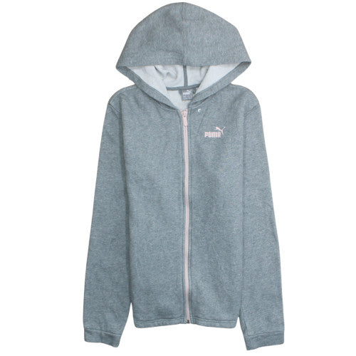 Puma Girls Grey Full Zip Hoodie 15-16 Years Fleece Sportswear