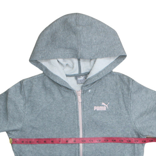 Puma Girls Grey Full Zip Hoodie 15-16 Years Fleece Sportswear