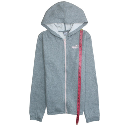 Puma Girls Grey Full Zip Hoodie 15-16 Years Fleece Sportswear
