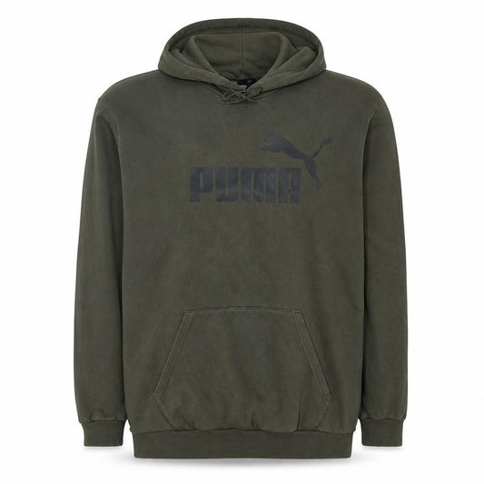 Front view of Puma Men's Green XL Pullover Hoodie Fleece Sports Sweatshirt