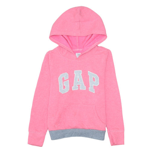 GAP Kids Girls Pink Pullover Hoodie Size 6-7 Years Cotton Blend Logo Design