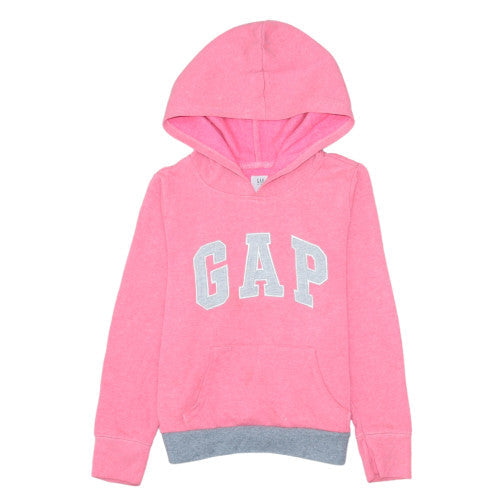 GAP Kids Girls Pink Pullover Hoodie Size 6-7 Years Cotton Blend Logo Design
