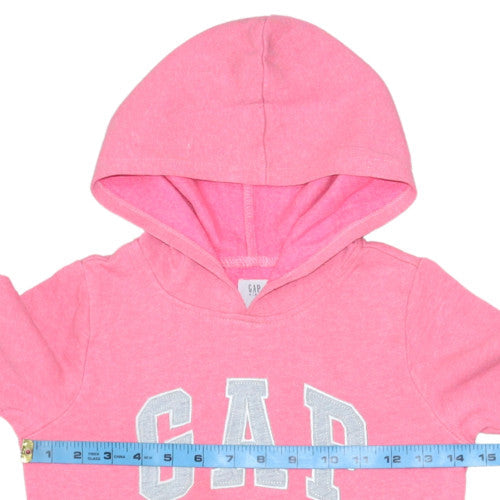 GAP Kids Girls Pink Pullover Hoodie Size 6-7 Years Cotton Blend Logo Design