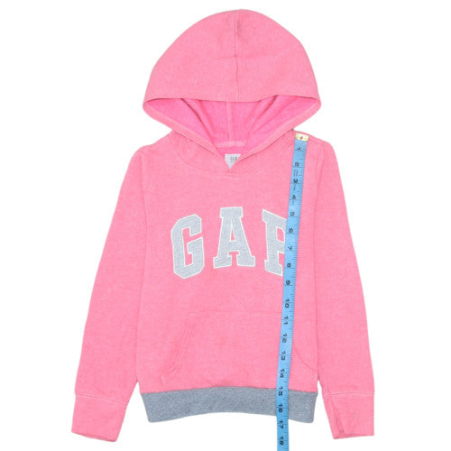 GAP Kids Girls Pink Pullover Hoodie Size 6-7 Years Cotton Blend Logo Design