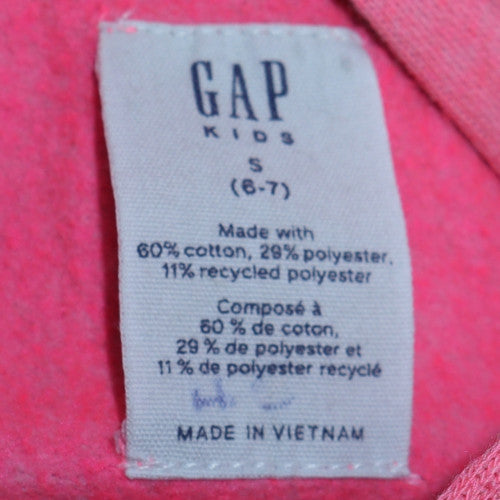 GAP Kids Girls Pink Pullover Hoodie Size 6-7 Years Cotton Blend Logo Design