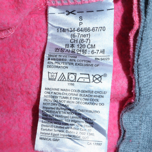 GAP Kids Girls Pink Pullover Hoodie Size 6-7 Years Cotton Blend Logo Design