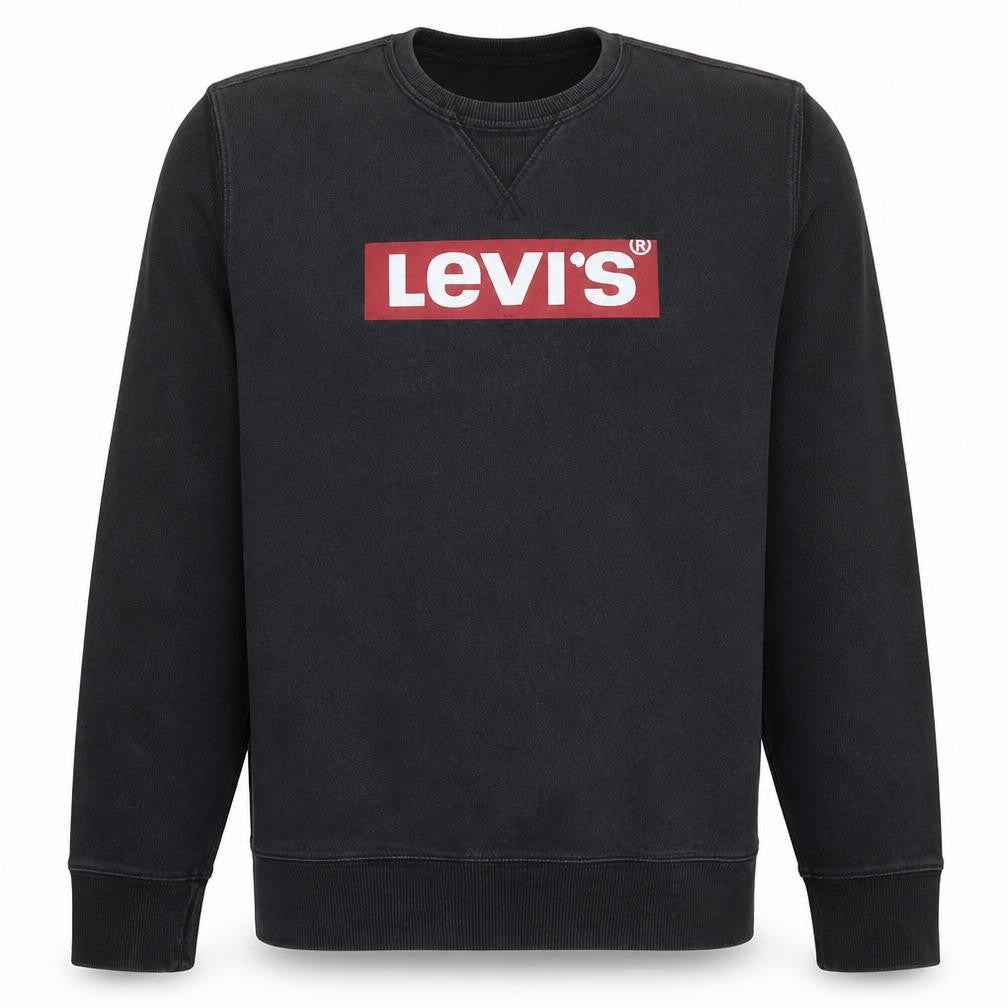 Front view of Levi's Men's Black Small Graphic Logo Pullover Sweatshirt