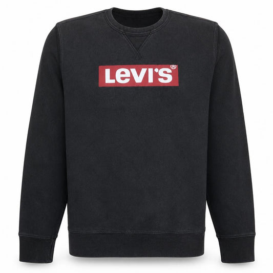 Front view of Levi's Men's Black Small Graphic Logo Pullover Sweatshirt