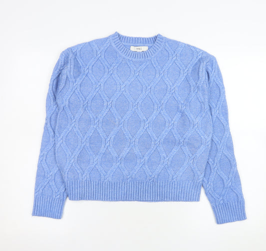 Marks and Spencer Women’s Blue Cable-Knit Pullover Jumper XS
