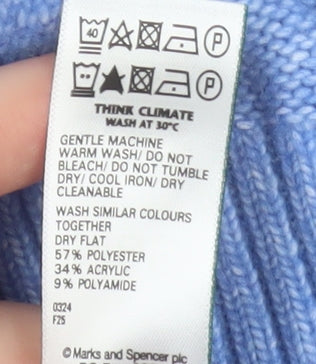 Marks and Spencer Women’s Blue Cable-Knit Pullover Jumper XS