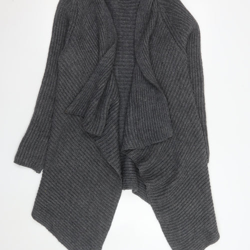 Noa Noa Women's Grey Wool Blend Open Front Long Sleeve Cardigan L