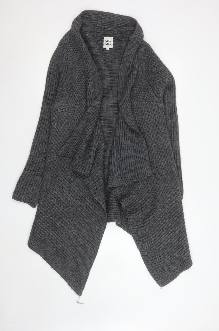 Noa Noa Women's Grey Wool Blend Open Front Long Sleeve Cardigan L