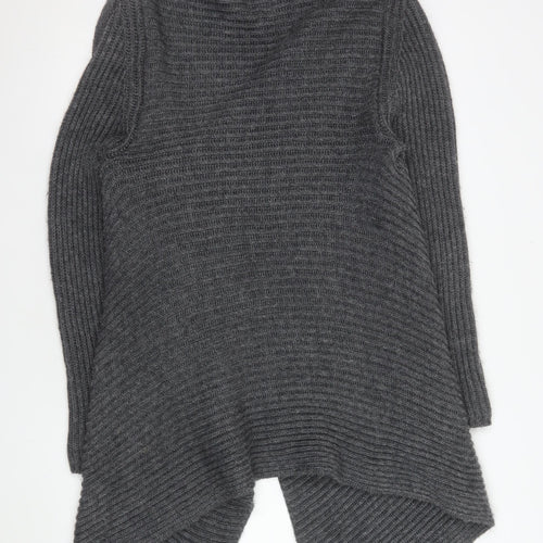 Noa Noa Women's Grey Wool Blend Open Front Long Sleeve Cardigan L