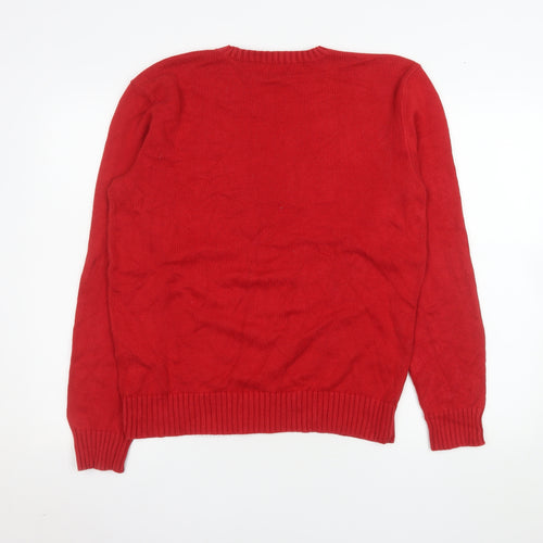 Ralph Lauren Men's Red Cotton Crew Neck Pullover Jumper Size S