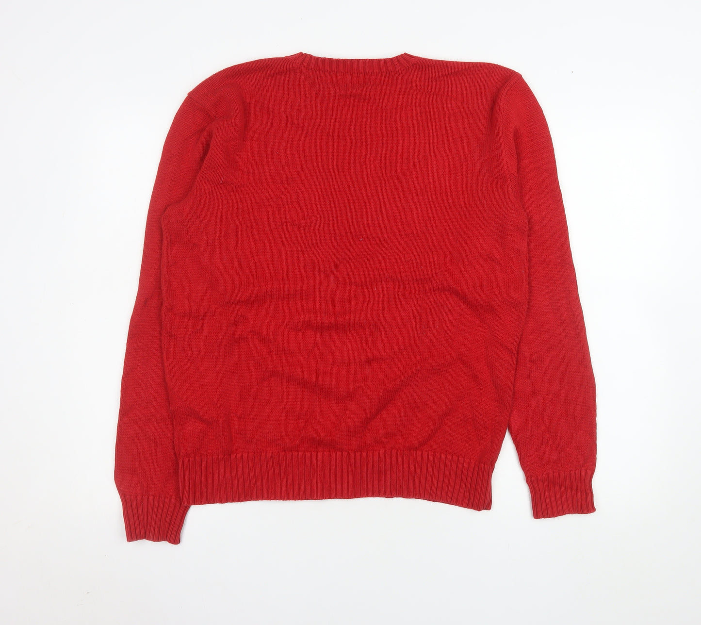 Ralph Lauren Men's Red Cotton Crew Neck Pullover Jumper Size S