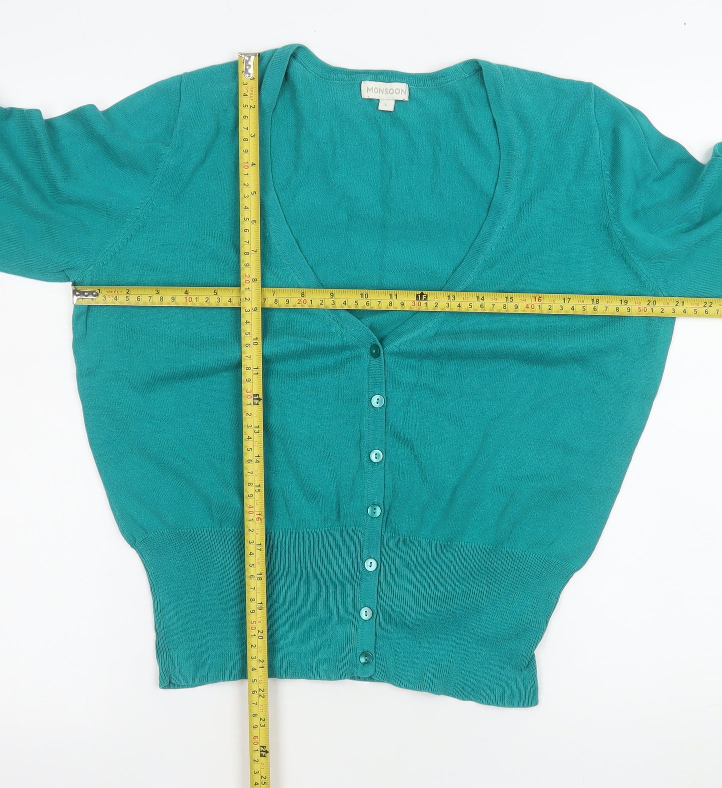 Monsoon Women's Green Large Cotton Button Cardigan