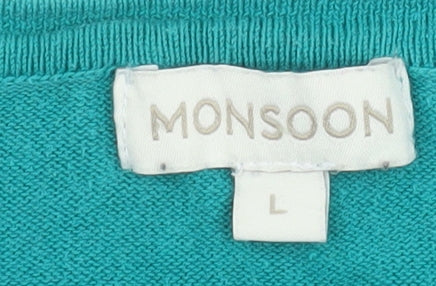 Monsoon Women's Green Large Cotton Button Cardigan