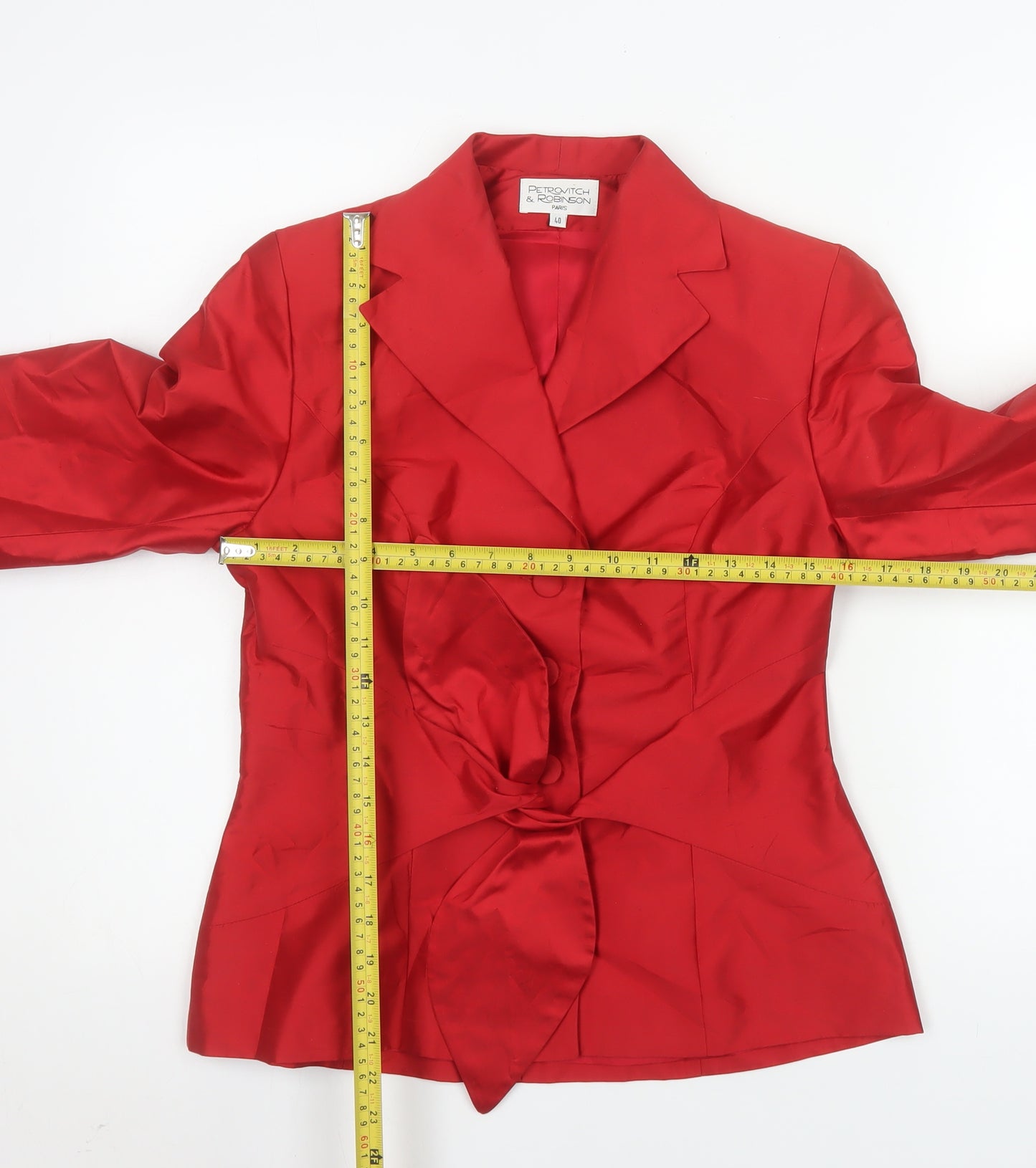 Petrovitch & Robinson Red Silk Skirt Suit Dress Set Women UK 12