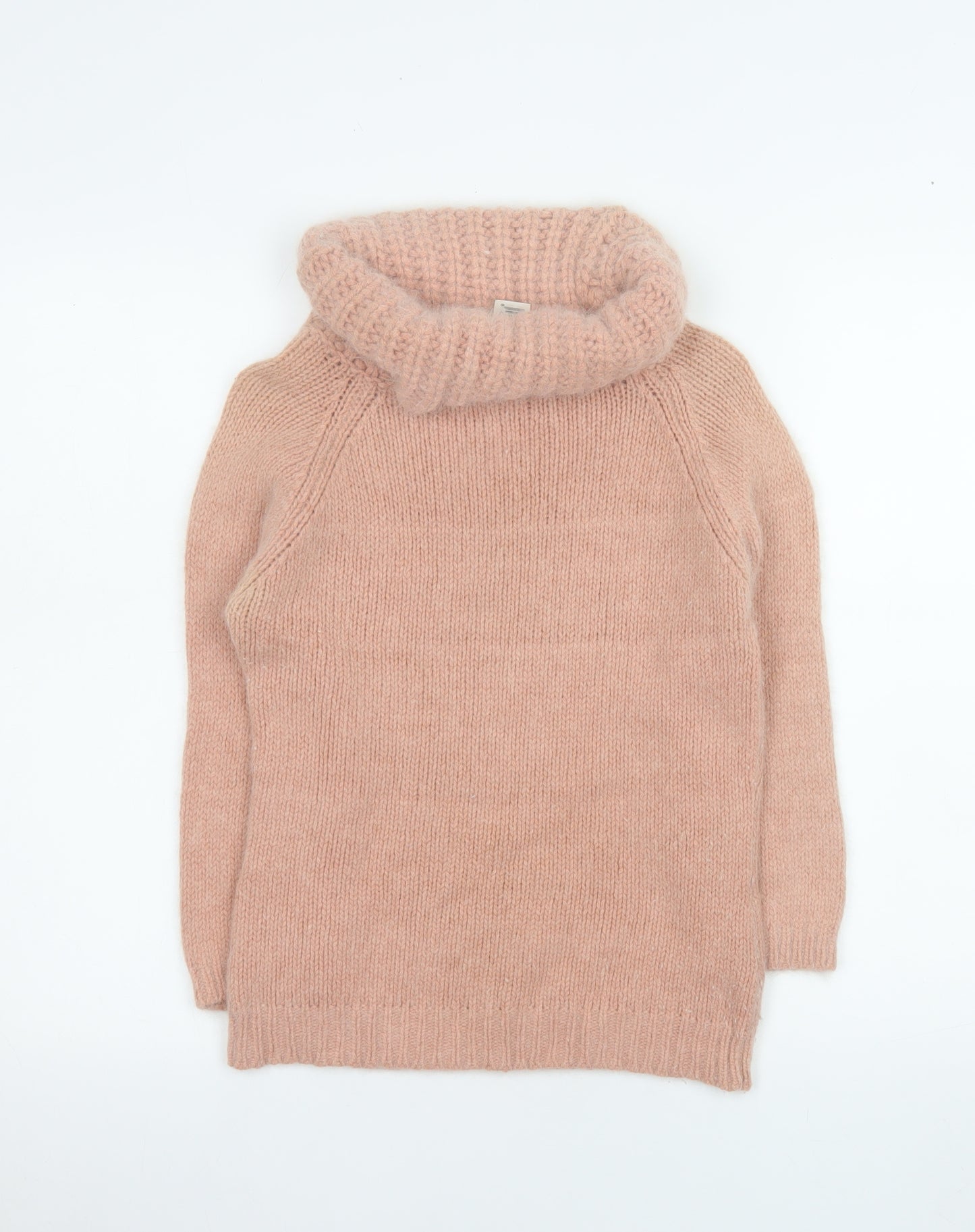 MNG Women's Pink Roll Neck Angora Blend Jumper Size 12