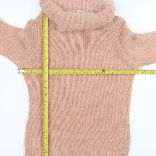 MNG Women's Pink Roll Neck Angora Blend Jumper Size 12