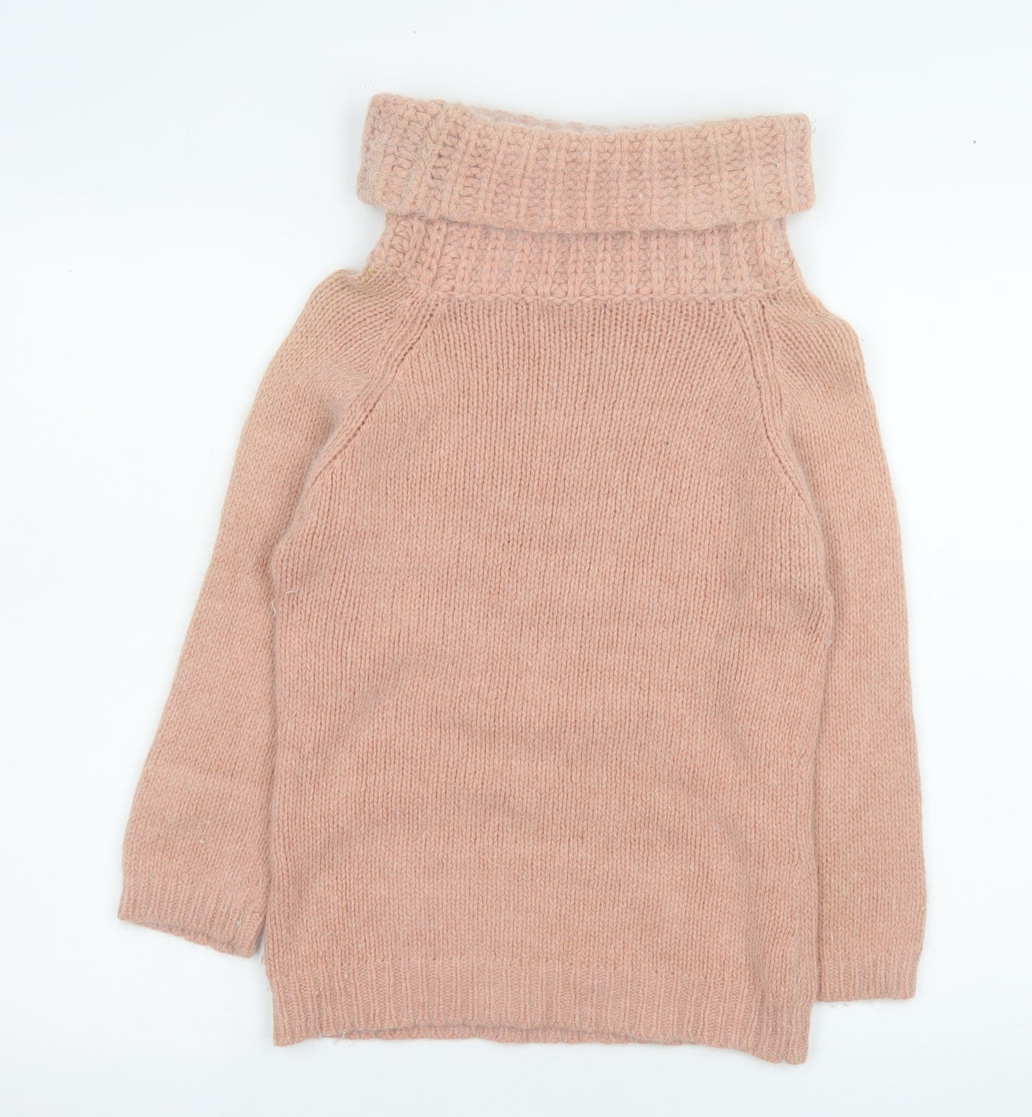 MNG Women's Pink Roll Neck Angora Blend Jumper Size 12